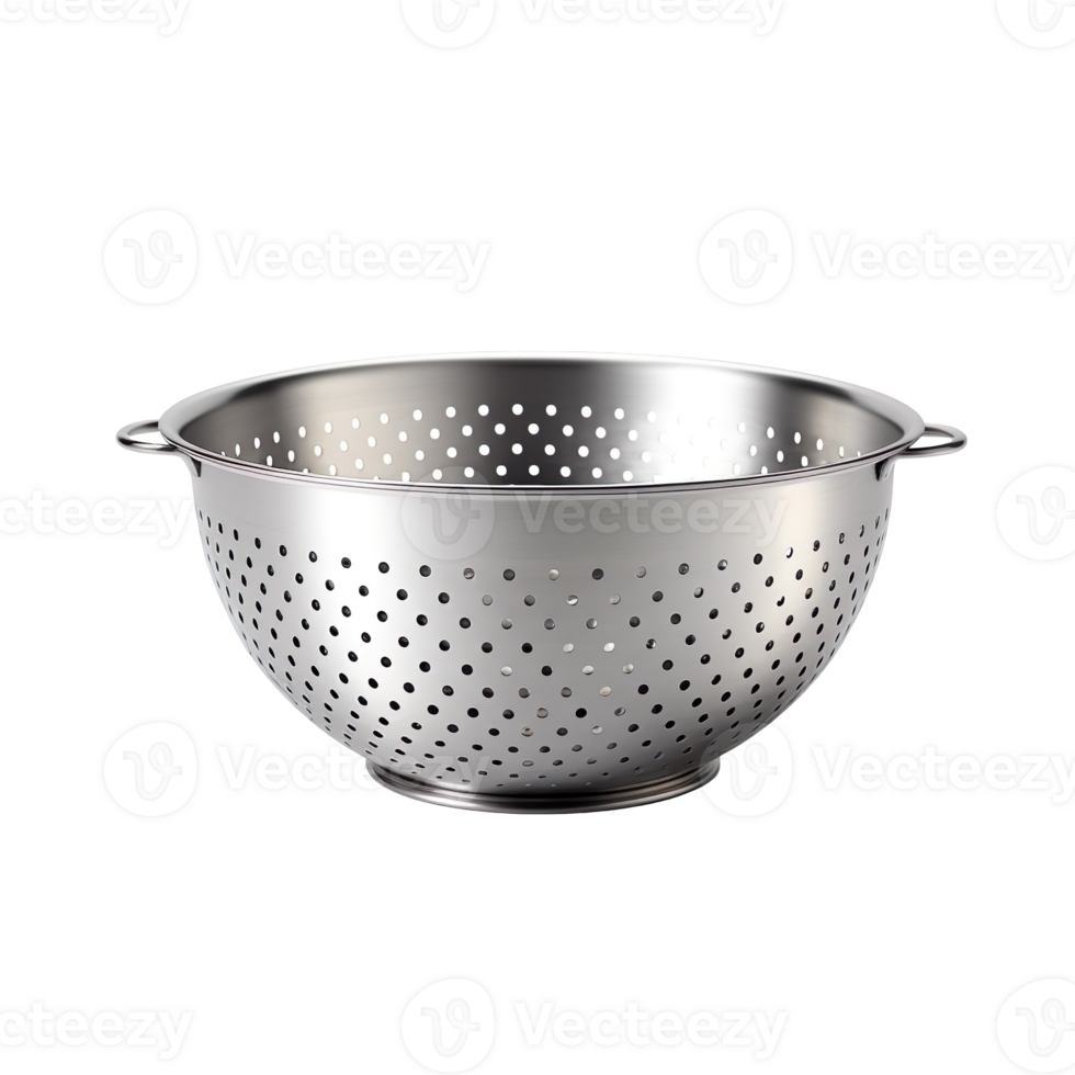 silver colander isolated on transparent background png