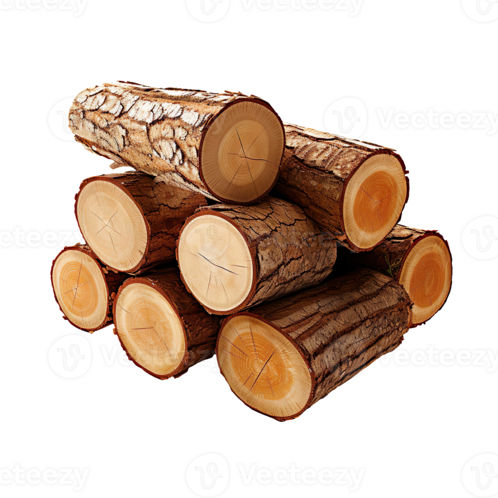 Stack of logs isolated on transparent background png