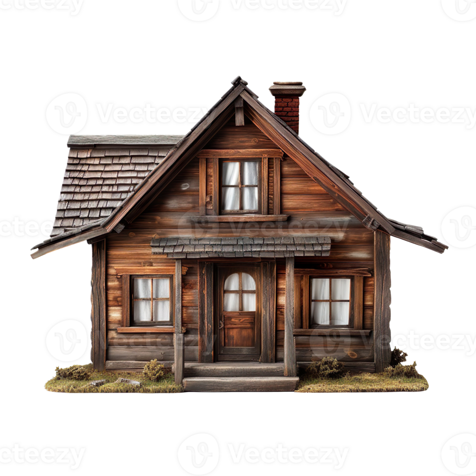 rustic wooden house isolated on transparent background png