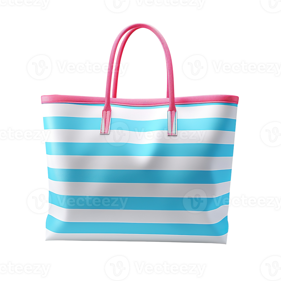 Striped beach bag isolated on transparent background png