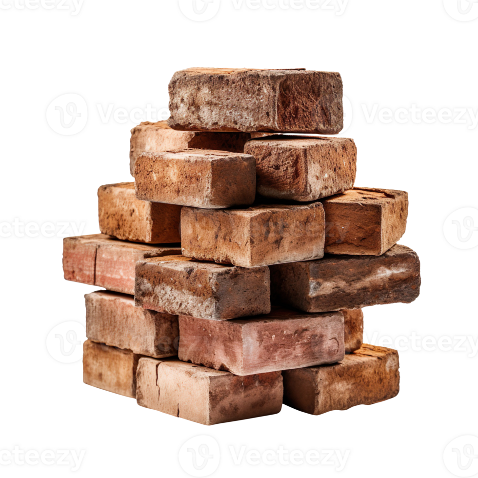 Stack of bricks isolated on transparent background png