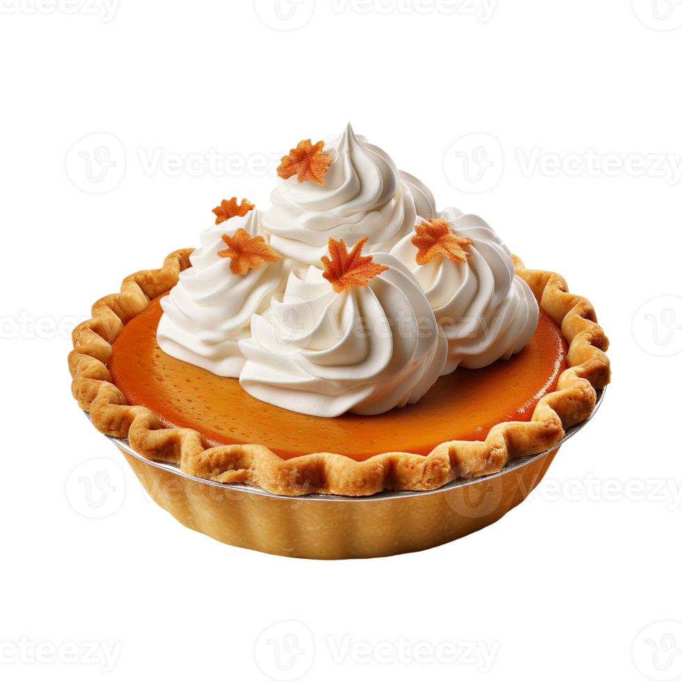 Thanksgiving pumpkin pie isolated on transparent background png