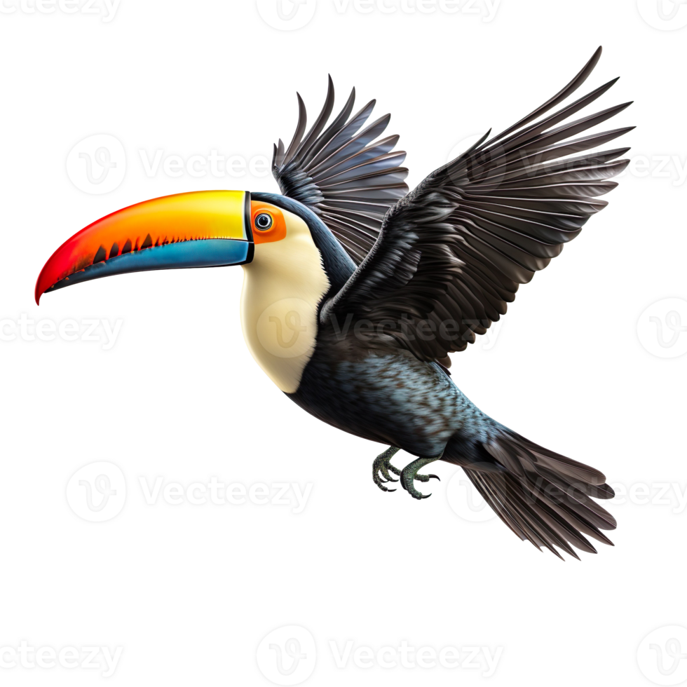toucan en volant isolé sur transparent Contexte png