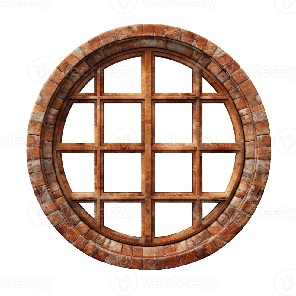Vintage round brick window isolated on transparent background png