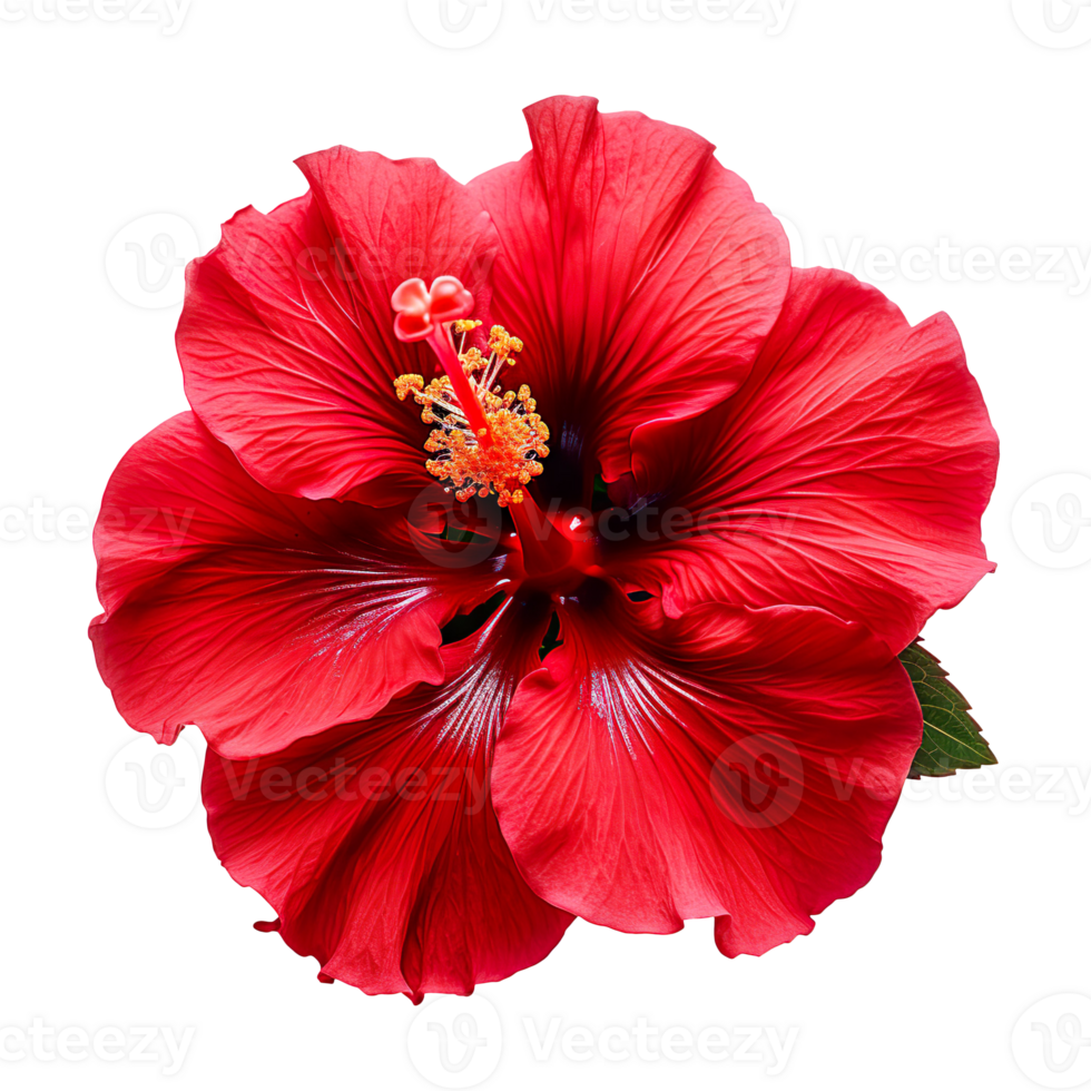 Tropical Red Hibiscus flower isolated on transparent background png