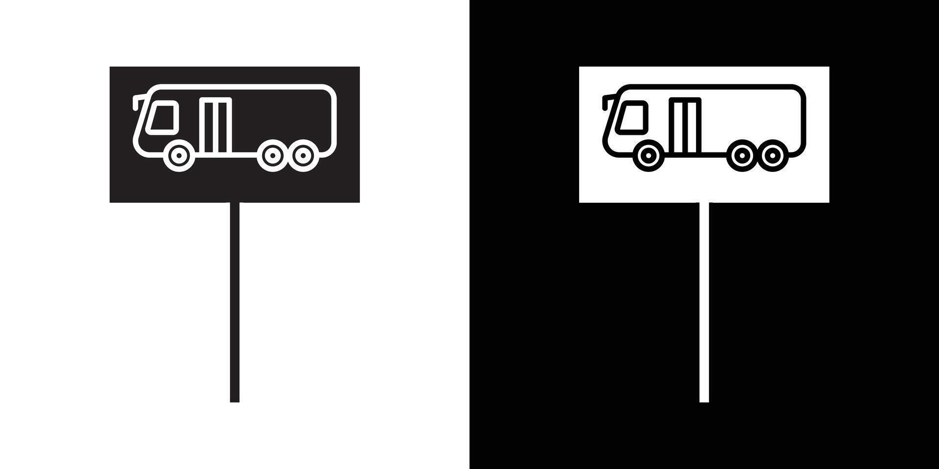 Bus stop stand icon flat thin line illustration vector
