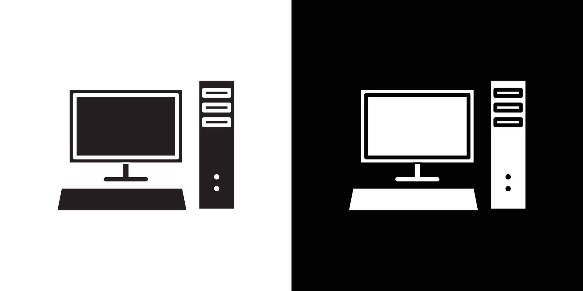 Computer icon flat thin line illustration vector