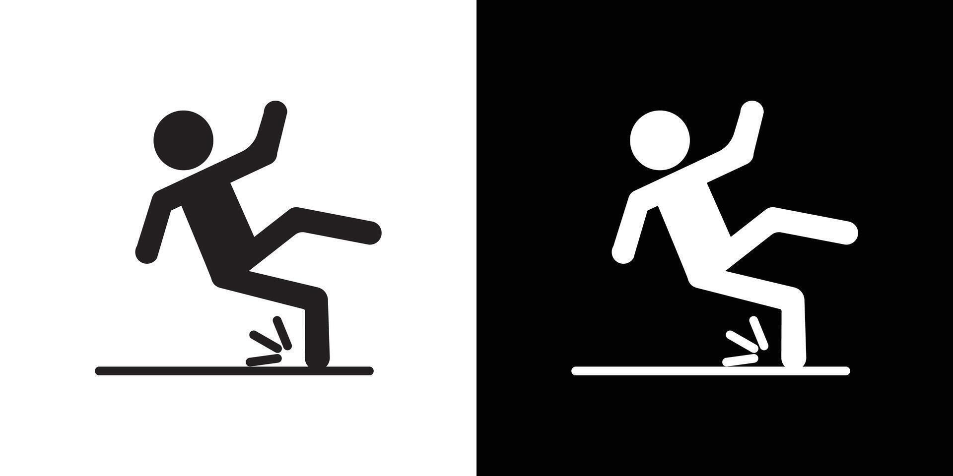 fall accident icon flat thin line illustration vector