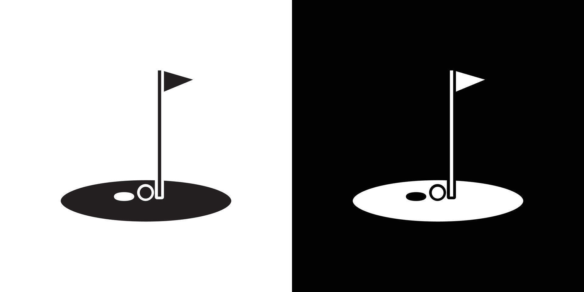 golf flag and ball icon flat thin line illustration vector