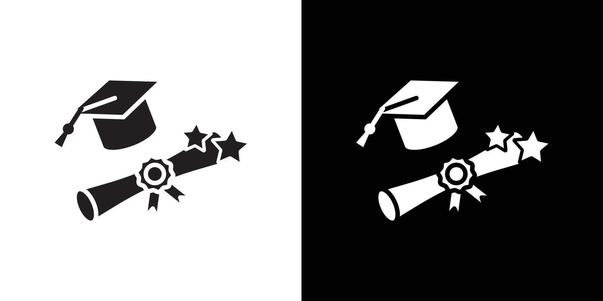 Graduation icon flat thin line illustration vector