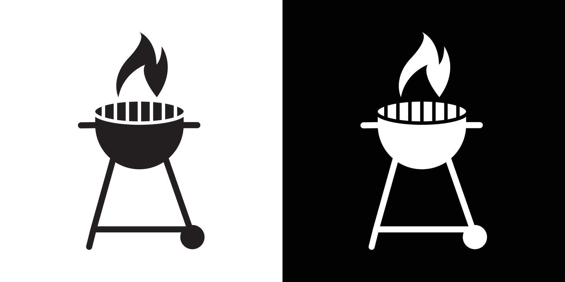 grill icon flat thin line illustration vector