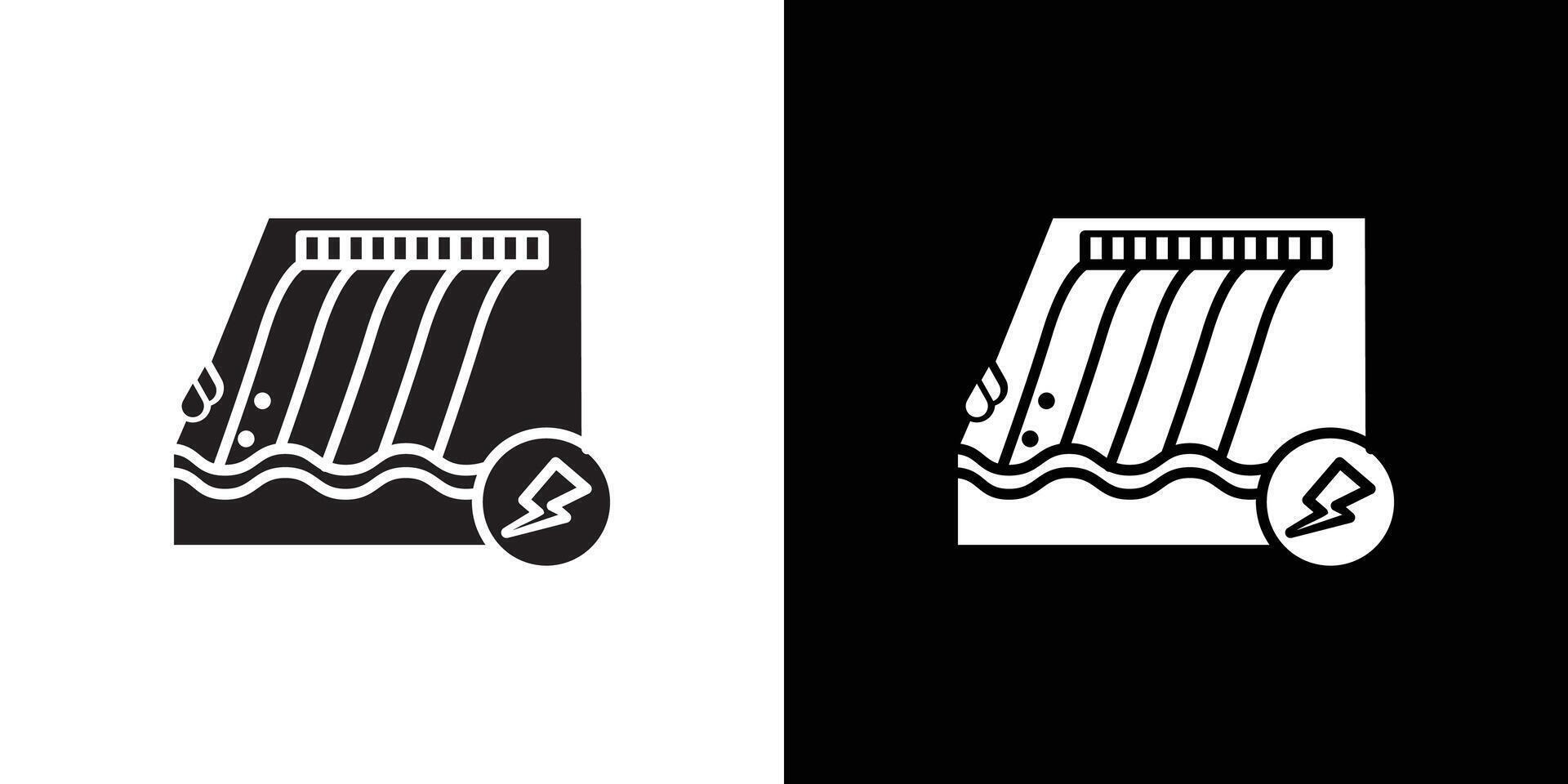 Hydroelectric dam icon flat thin line illustration vector