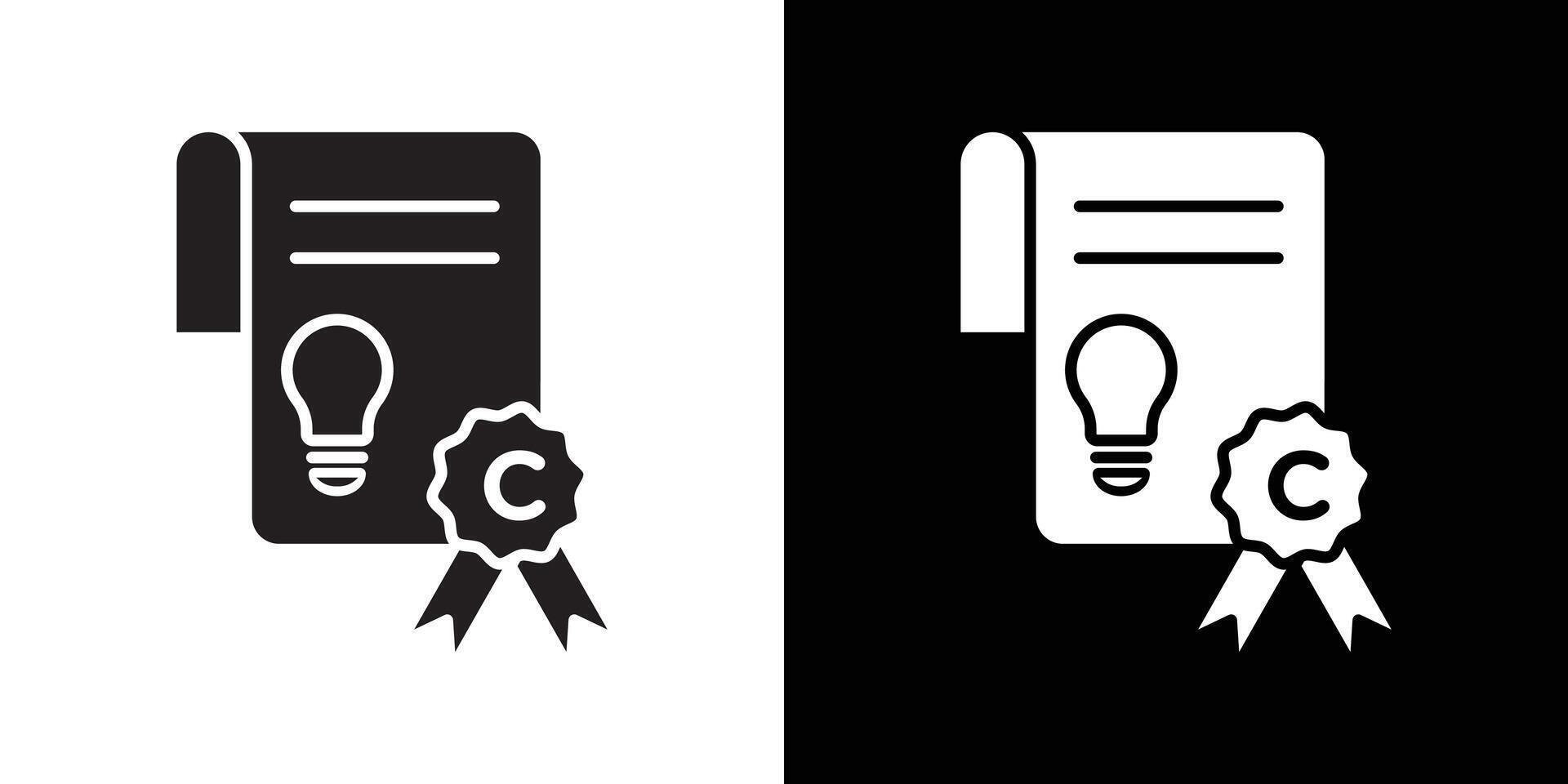 Intellectual property and copyright icon flat thin line illustration vector