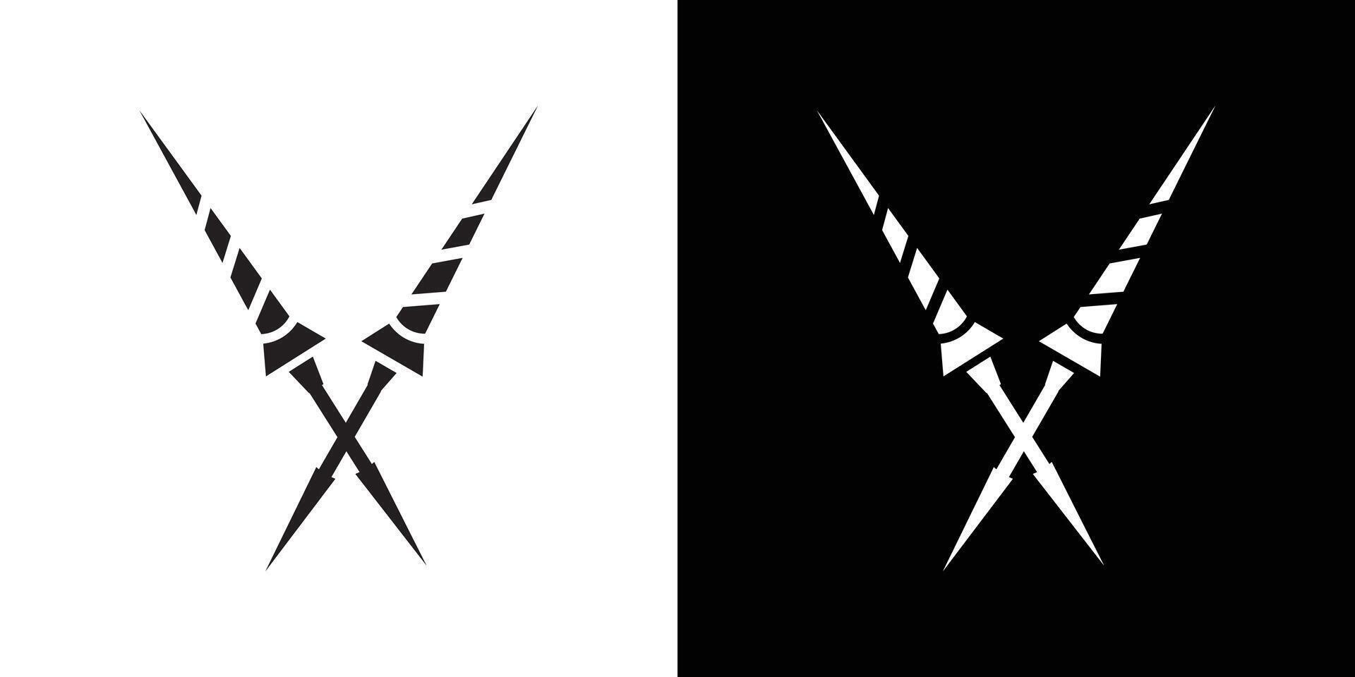 lance icon flat thin line illustration vector
