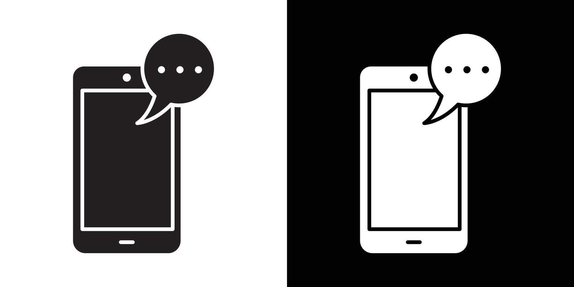 Message phone icon flat thin line illustration vector