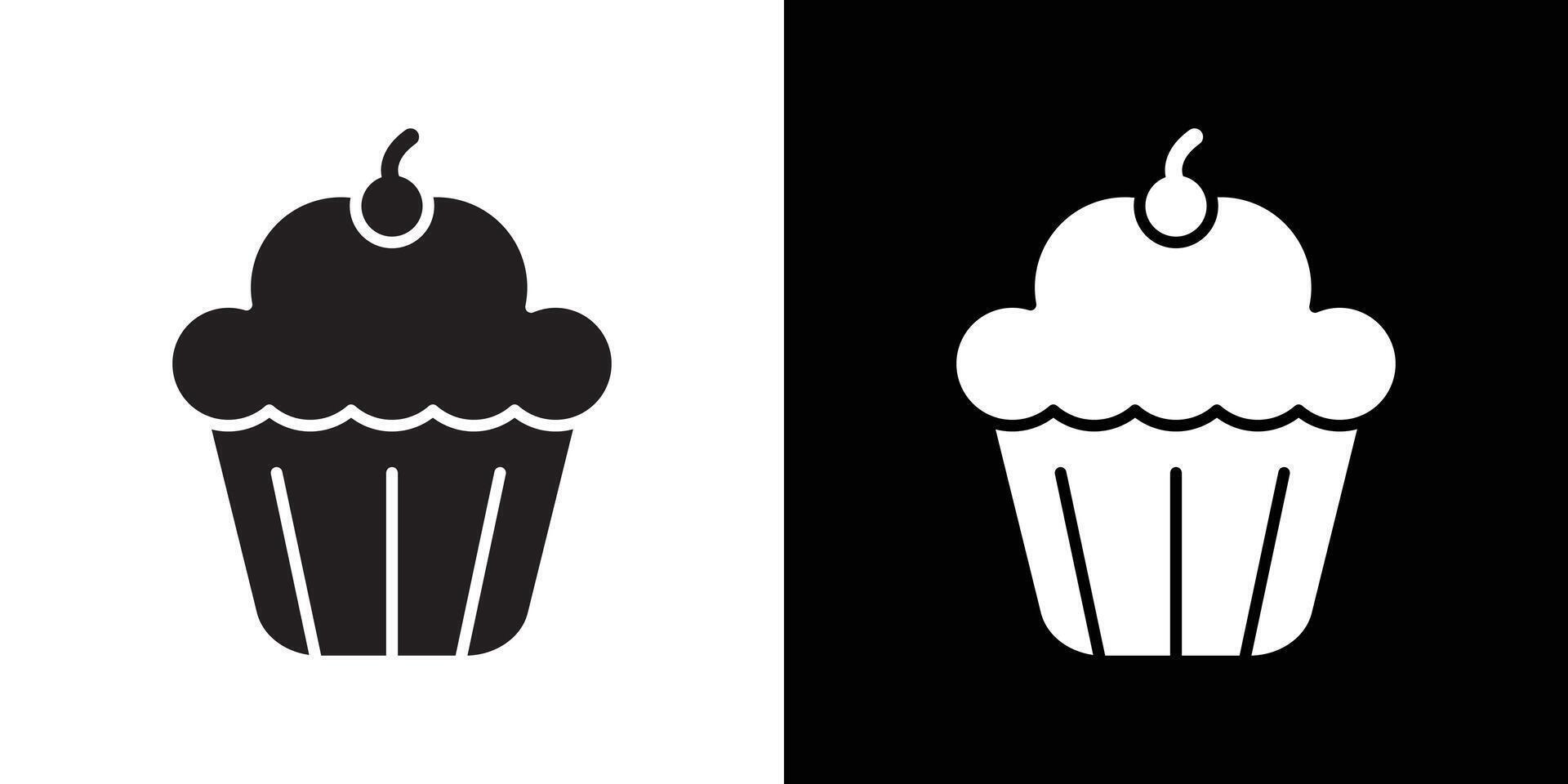 Muffin Icon flat thin line illustration vector