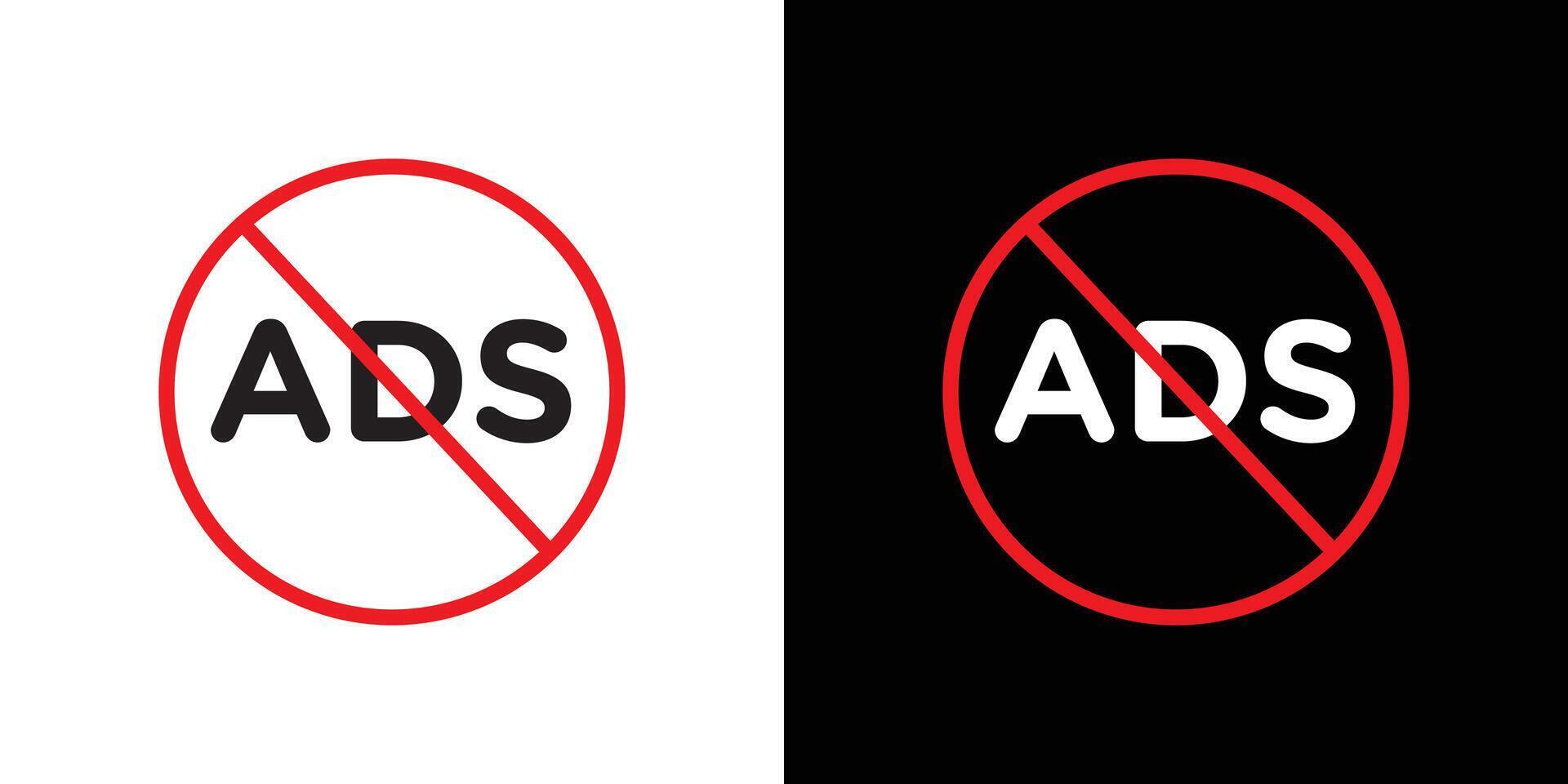 No ads icon flat thin line illustration vector