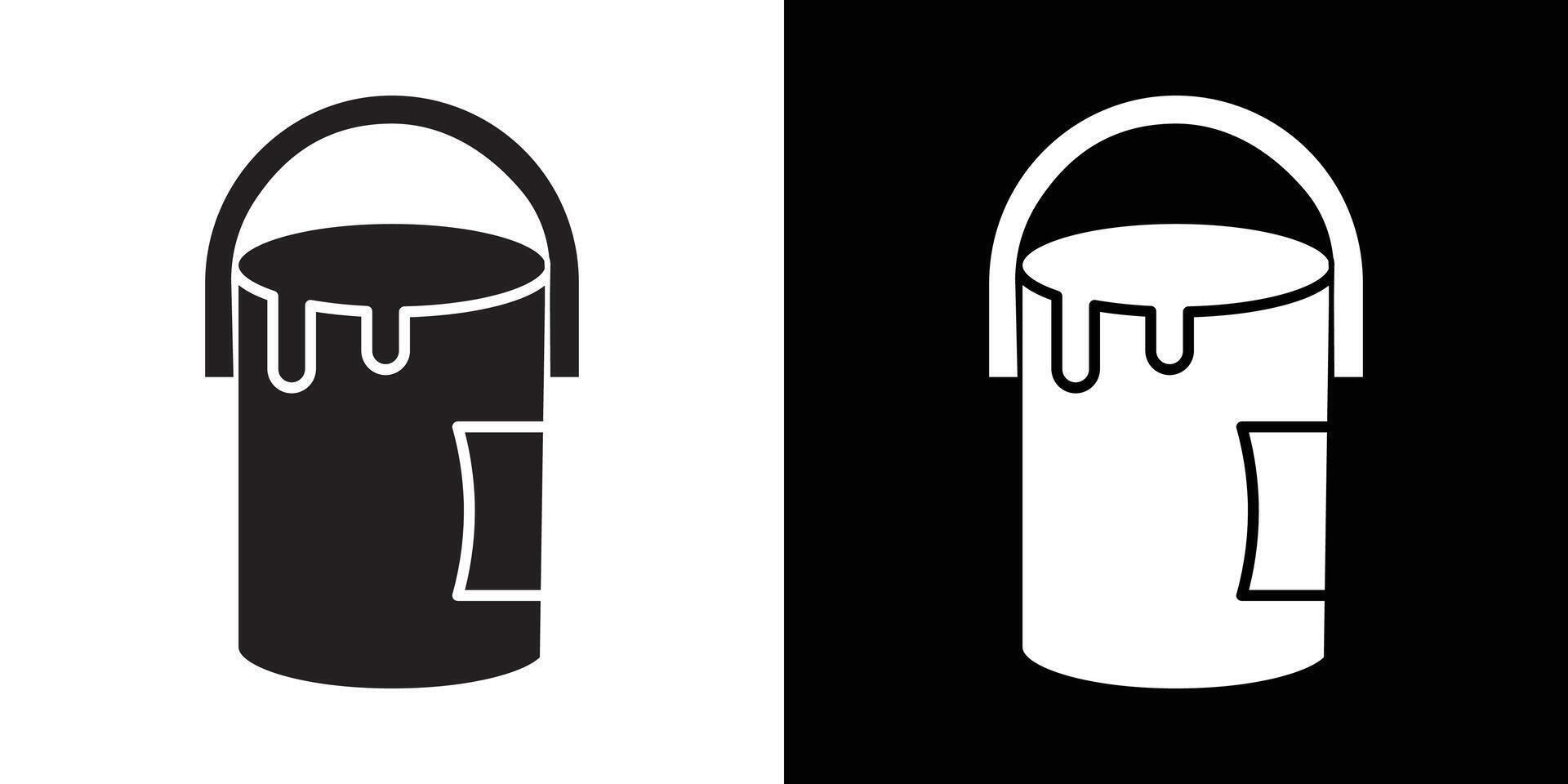 paint bucket icon flat thin line illustration vector
