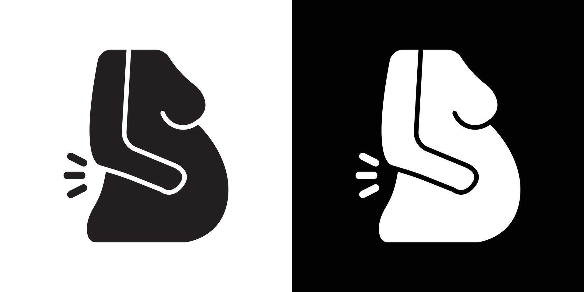 Pregnant woman backache icon flat thin line illustration vector