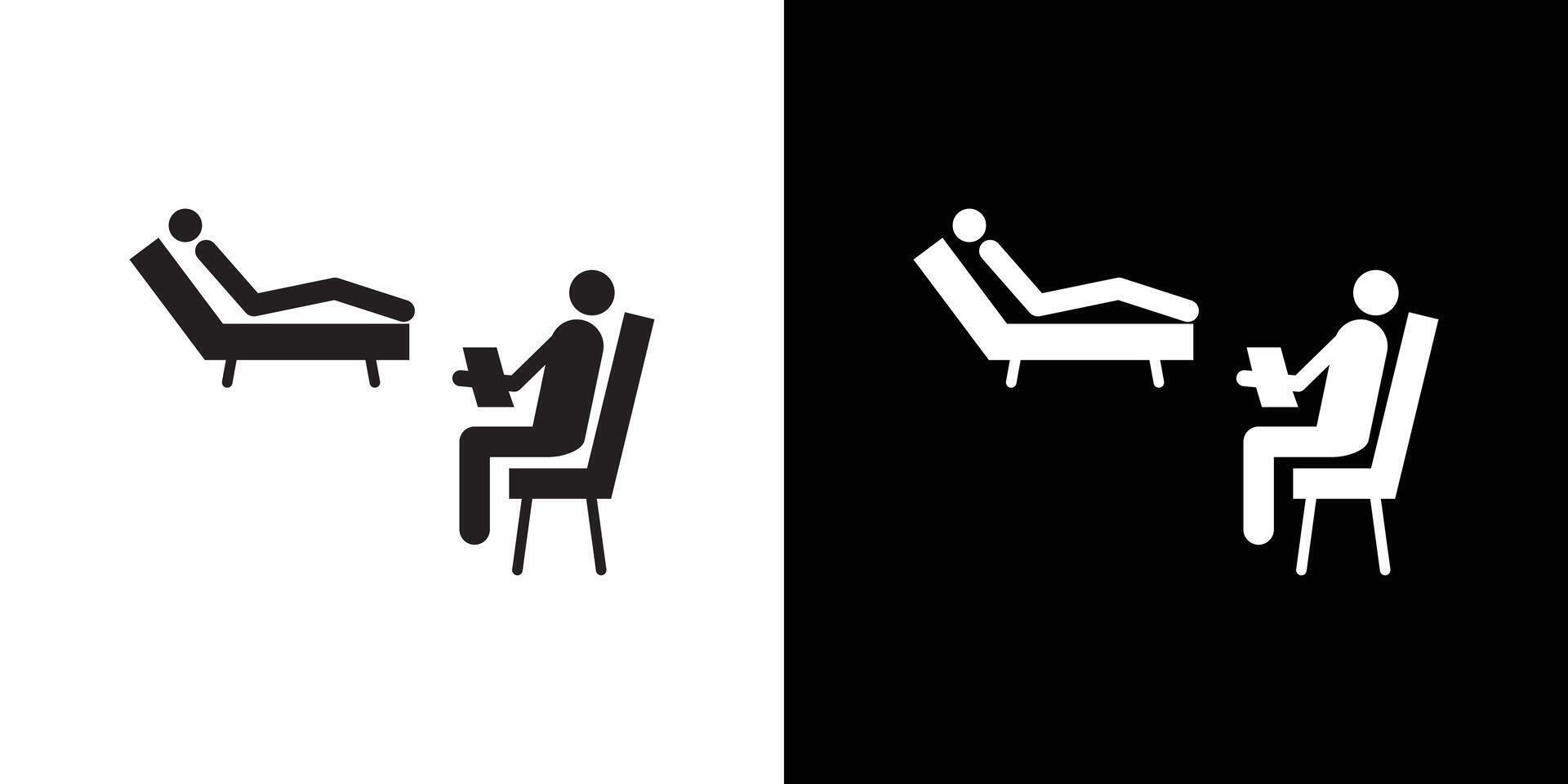 psychologist and patient icon flat thin line illustration vector