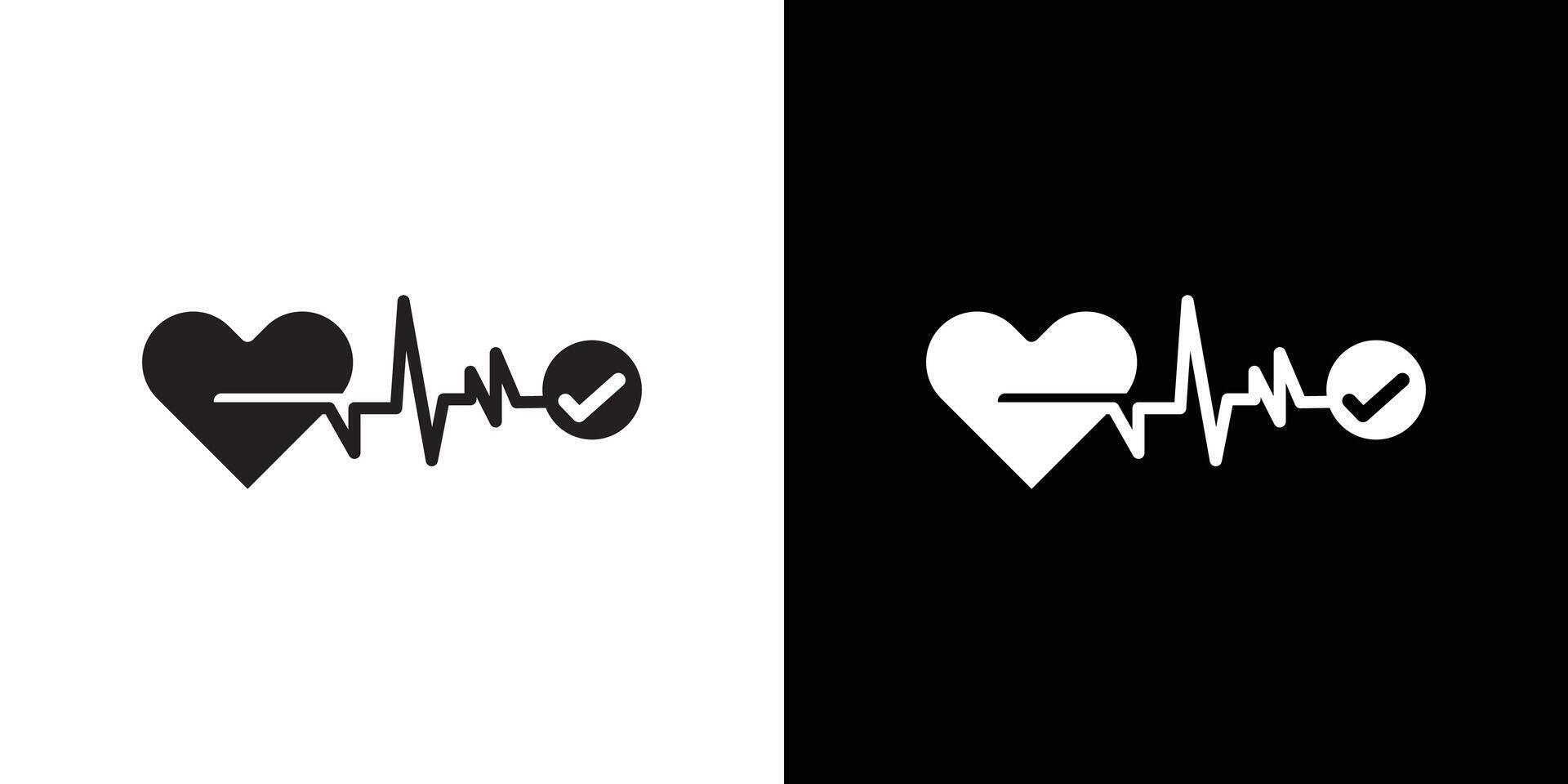 pulse heart check up icon flat thin line illustration vector