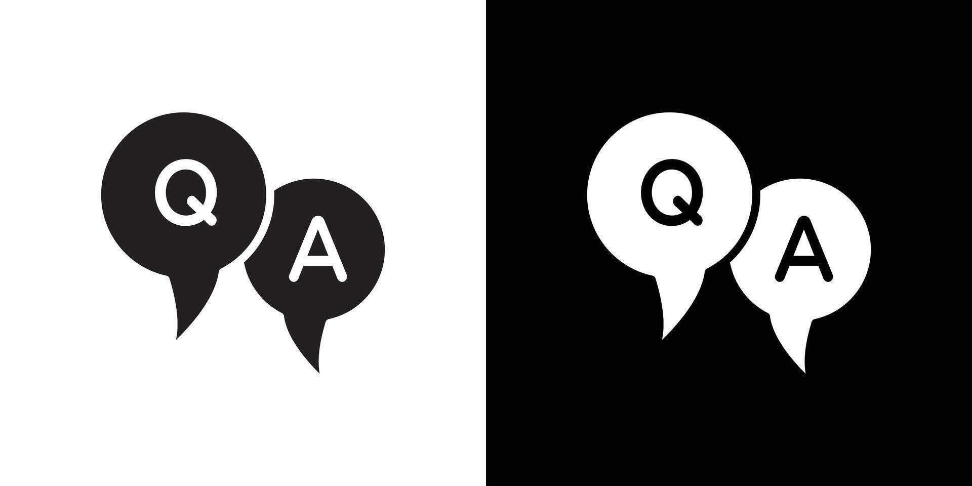 Questions and answers icon flat thin line illustration vector