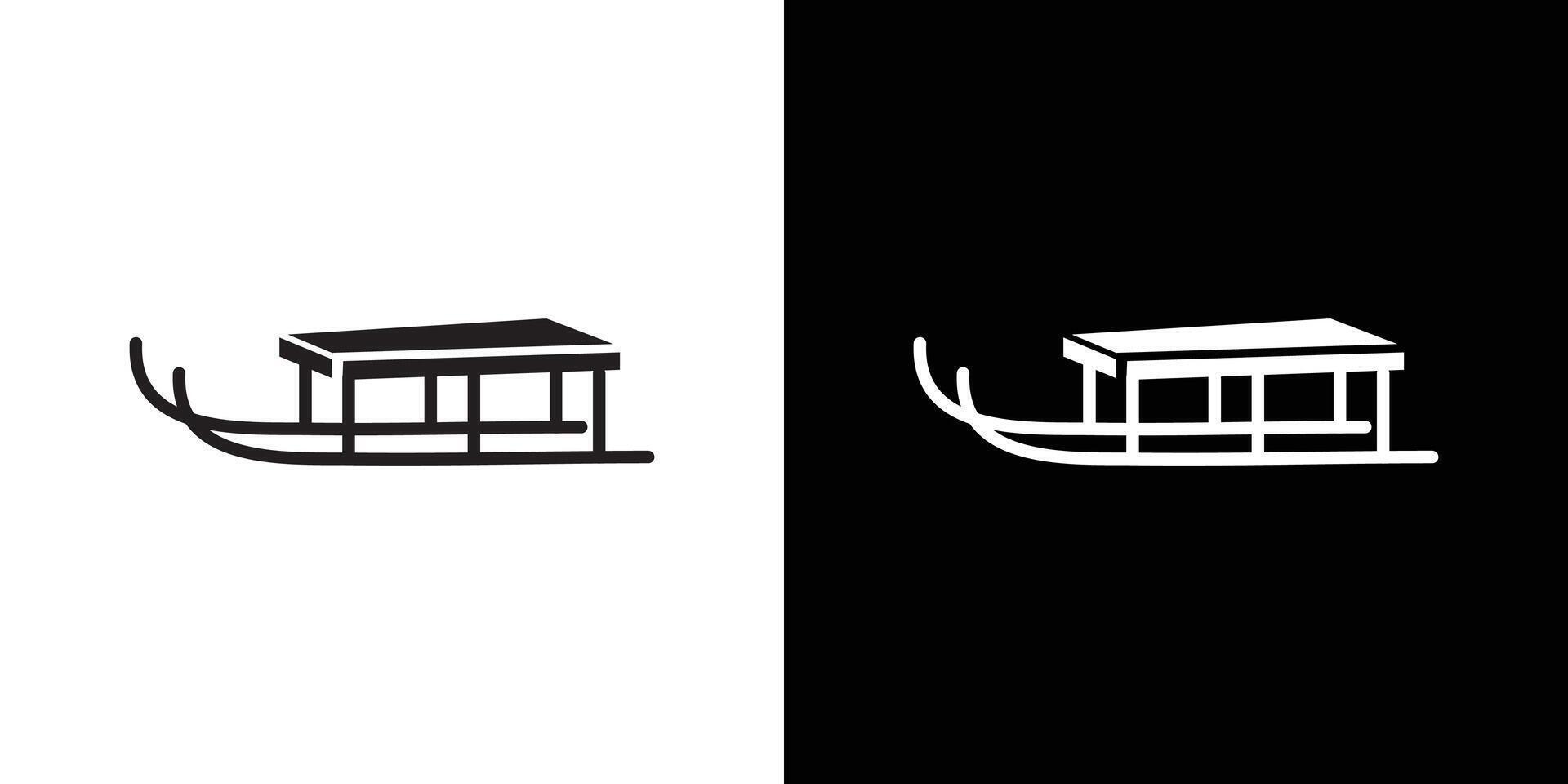 Sled icon flat thin line illustration vector