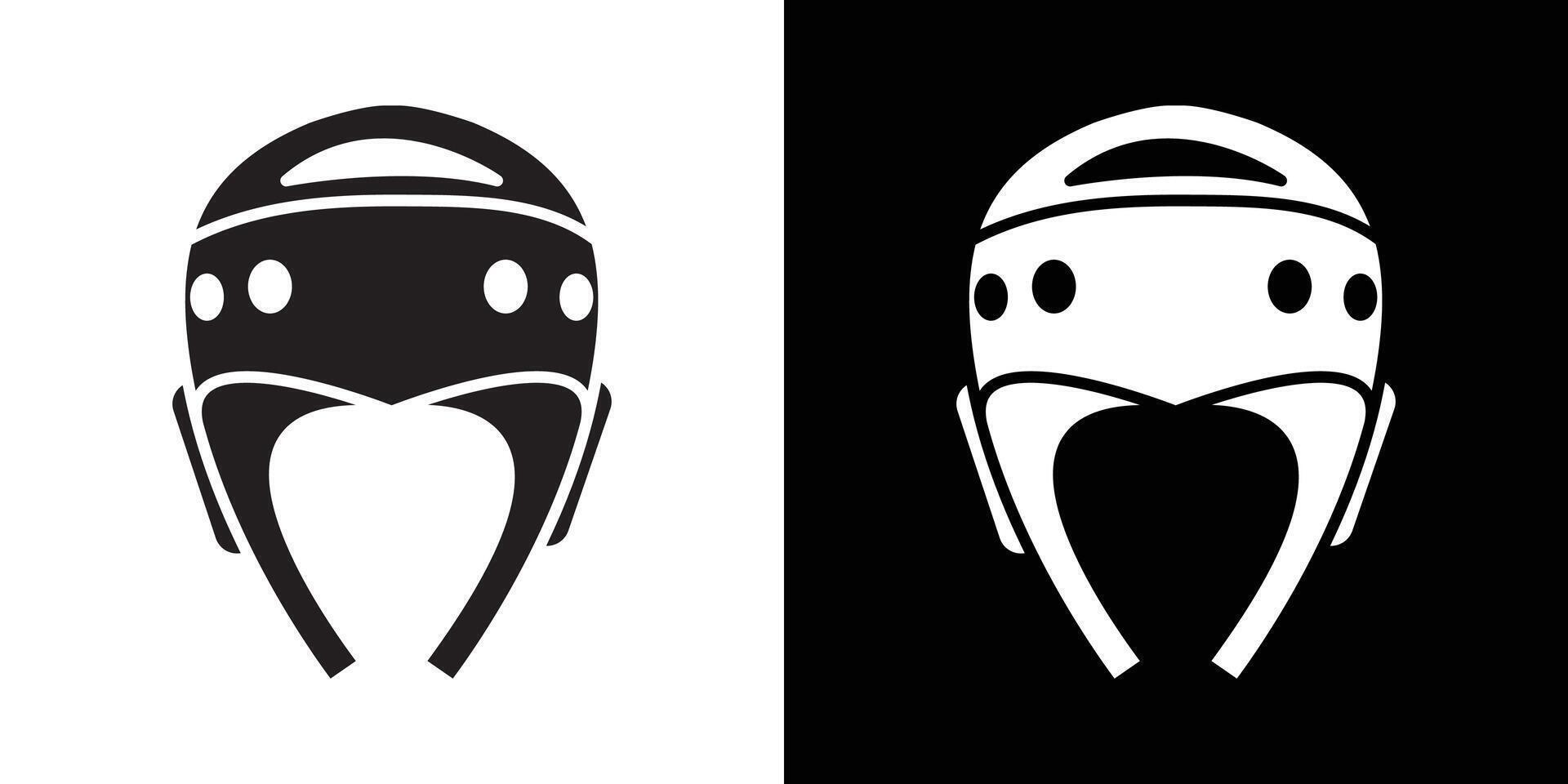 Taekwondo helmet icon flat thin line illustration vector
