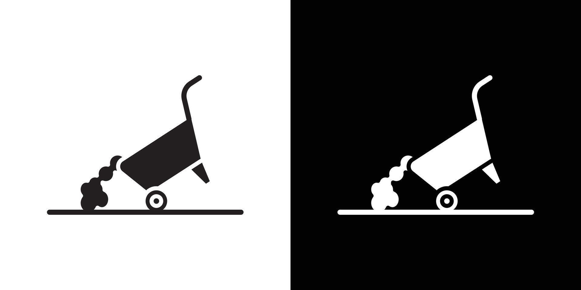 wheelbarrow unloading icon flat thin line illustration vector