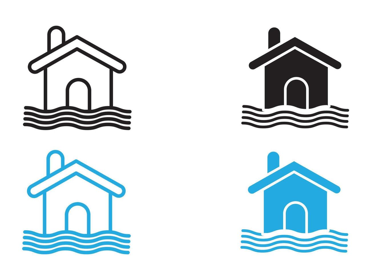 Flooded house icon illustration vector