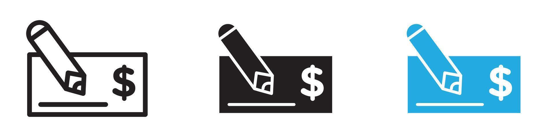 Signing cheque icon vector