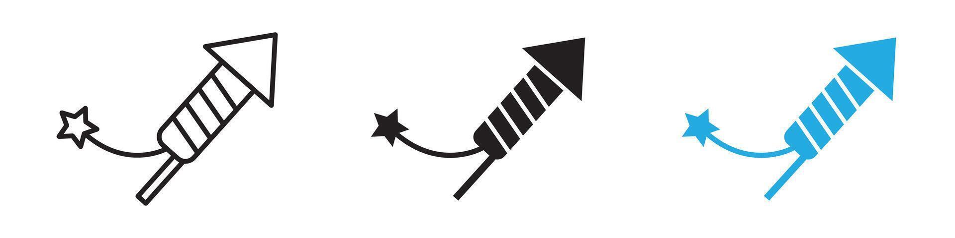 Fireworks rocket sign thin line illustration vector