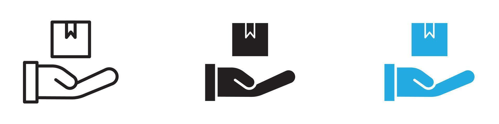 Hand holding box icon thin line illustration vector
