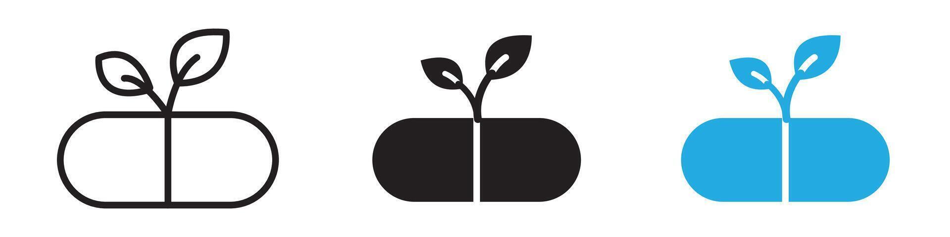 Herbal capsule icon thin line illustration vector