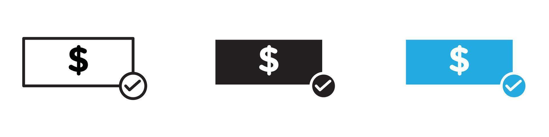 Money check icon thin line illustration vector