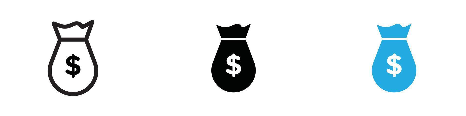 Money bag icon thin line illustration vector
