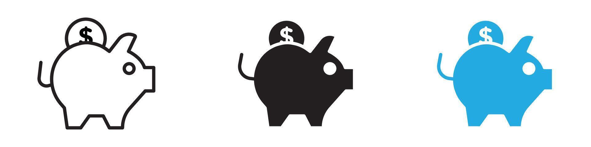 Piggy bank icon thin line illustration vector