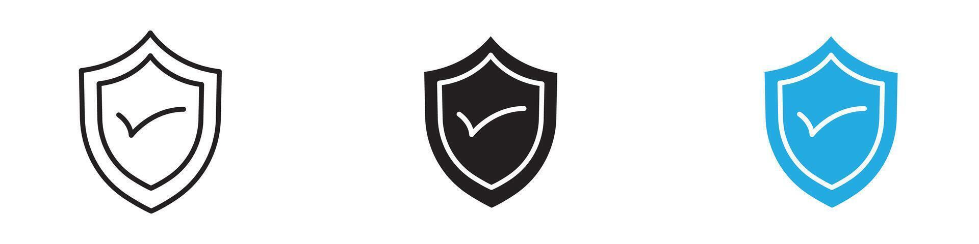 Shield check icon thin line illustration vector