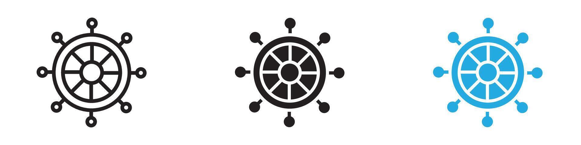 Ship wheel icon thin line illustration vector