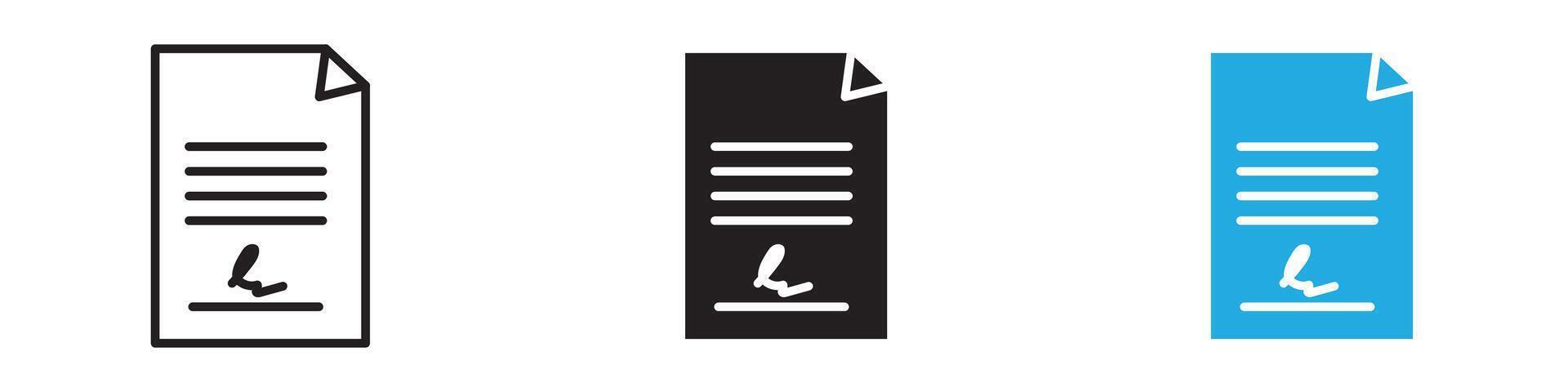 Signed document icon thin line illustration vector