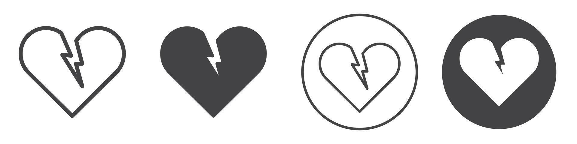 Broken heart icon thin line illustration vector