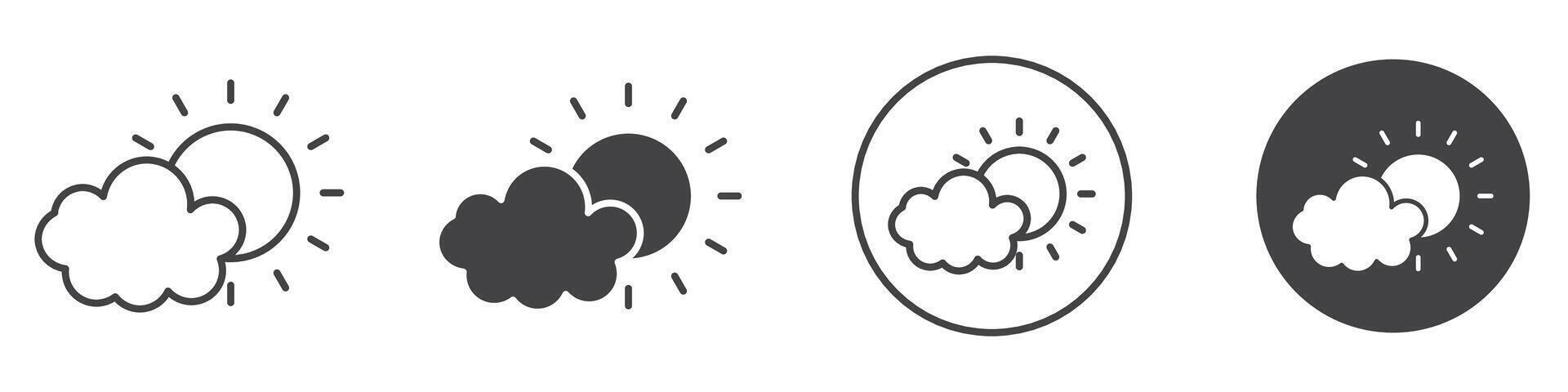 Cloud sun icon thin line illustration vector
