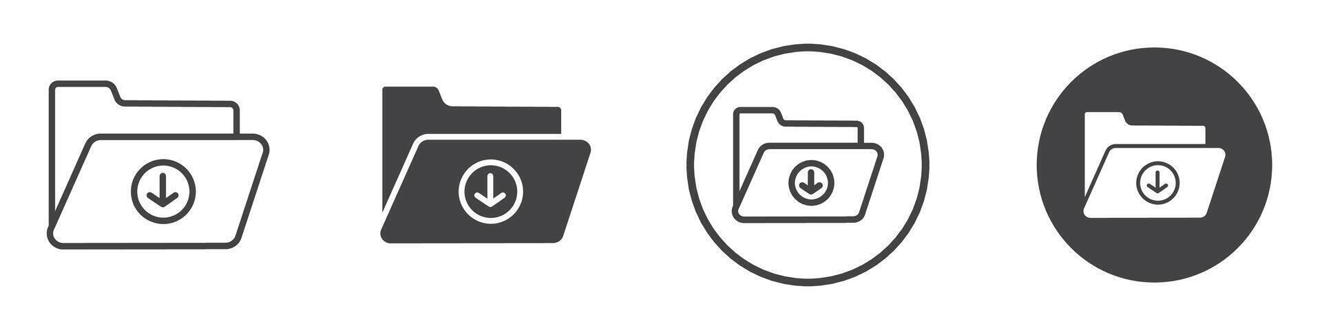 Folder download icon thin line illustration vector