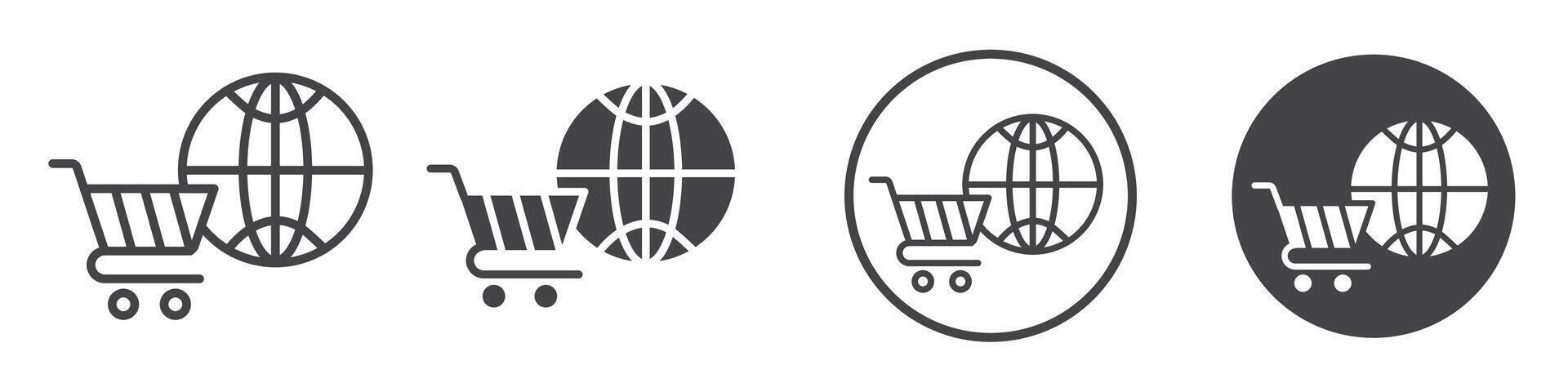 Online shopping icon thin line illustration vector