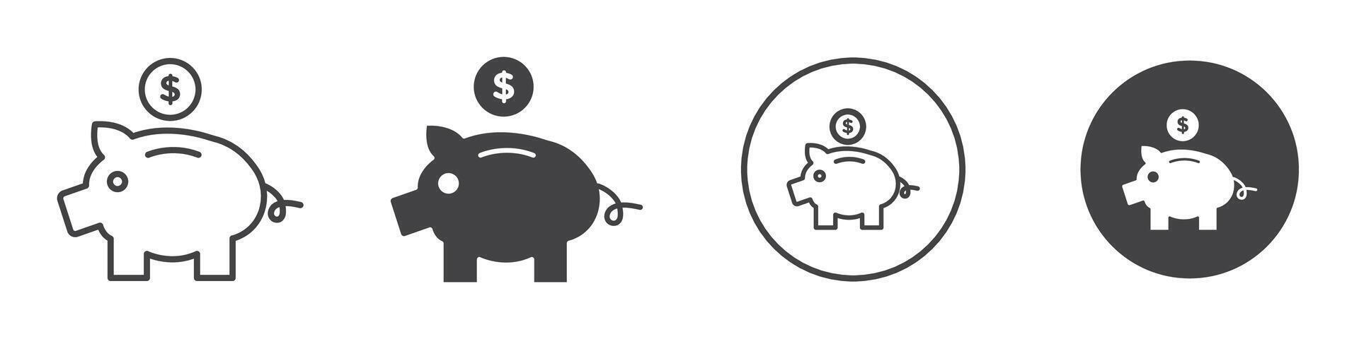 Piggy bank icon thin line illustration vector