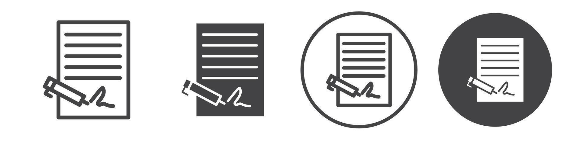 Signed document icon thin line illustration vector