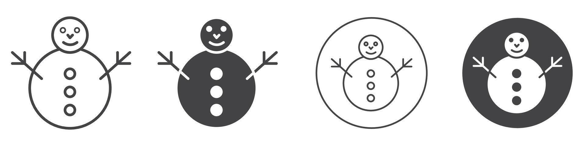 Snowman icon thin line illustration vector