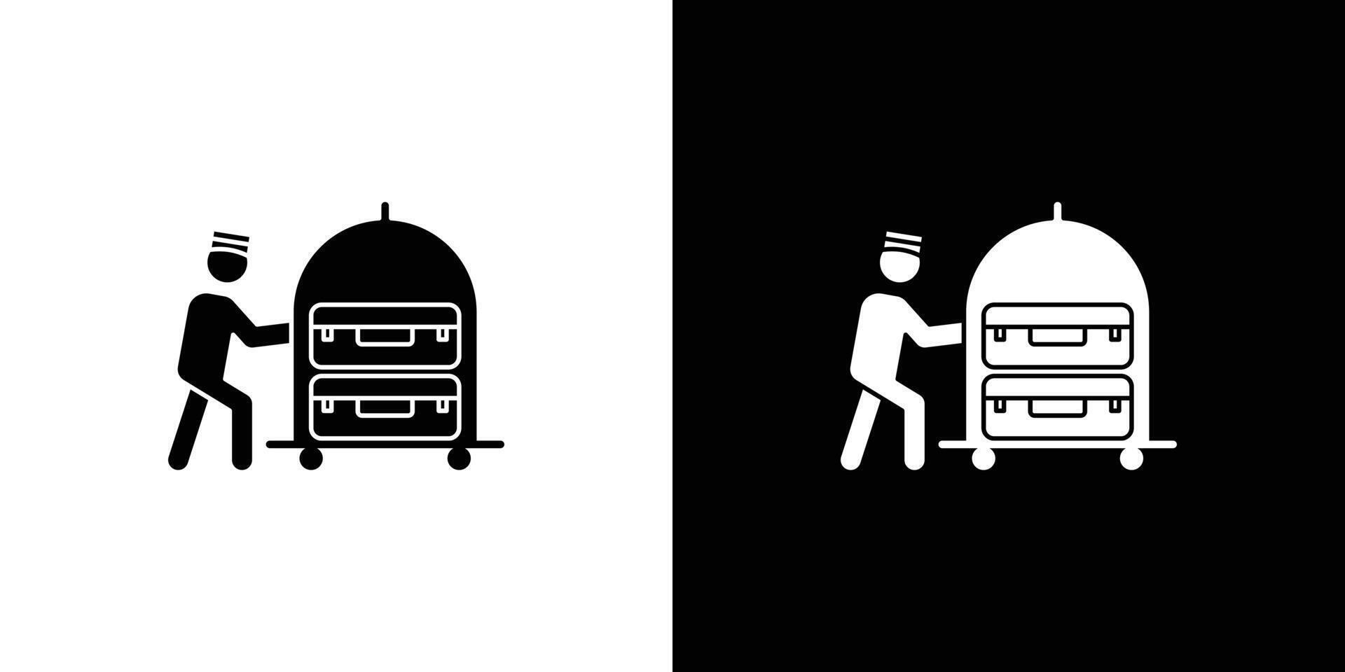 Bellboy with luggage cart icon linear logo isolated vector