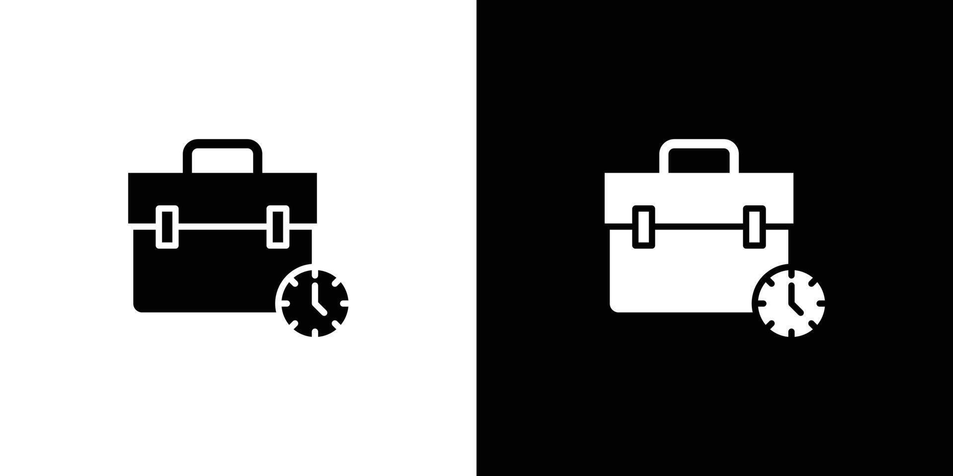 Briefcase with clock icon linear logo isolated vector