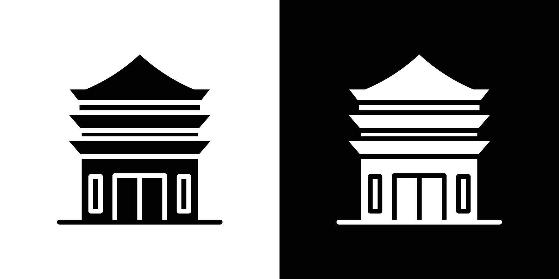 Chinese temple icon linear logo isolated vector